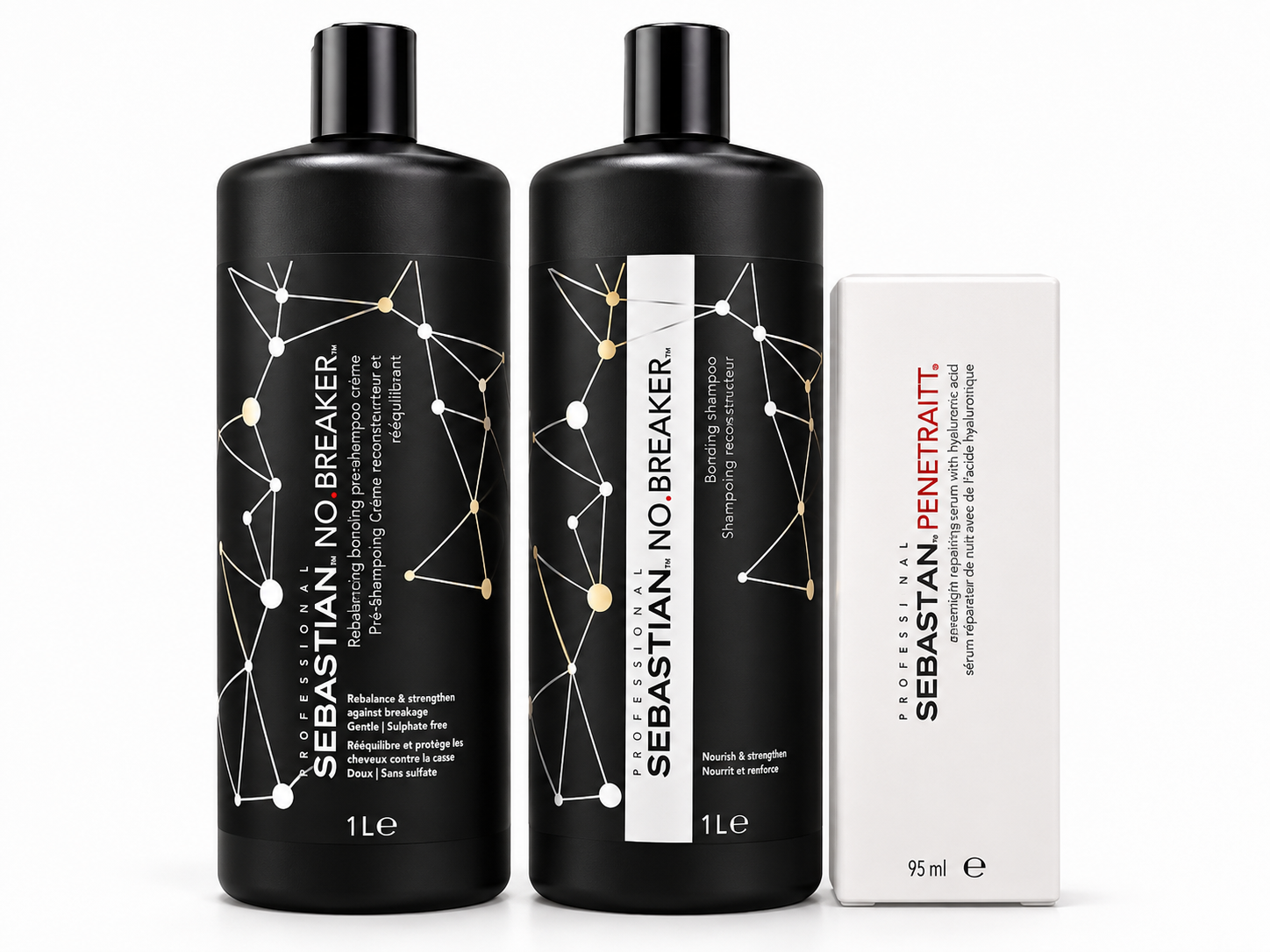 SEBASTIAN Professional Set SEBASTIAN NO.BREAKER: Pre-sampon 1l, Sampon 1l si ser reparator 95ml